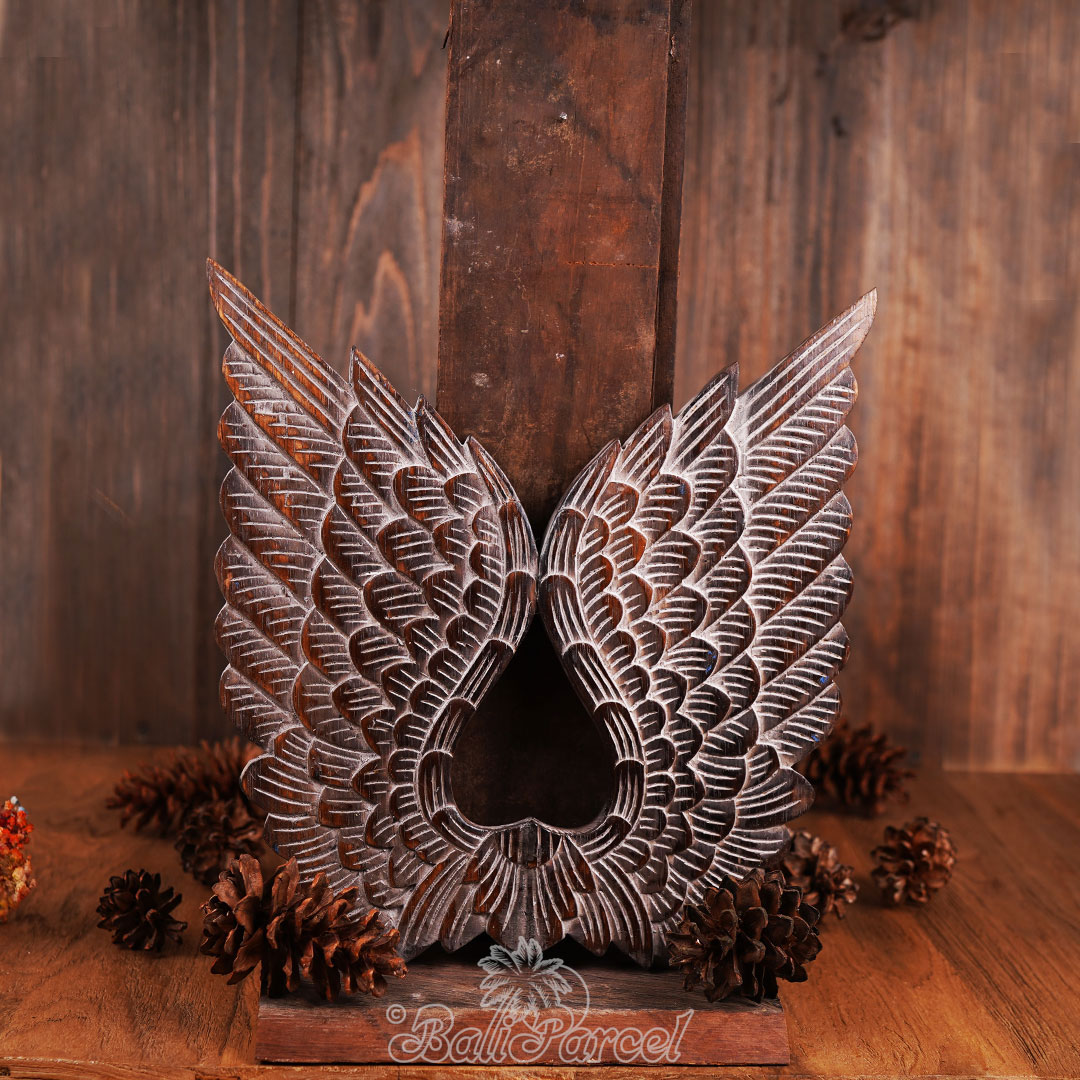 Wooden Wallhanging Wing, Handmade From Albesia Wood