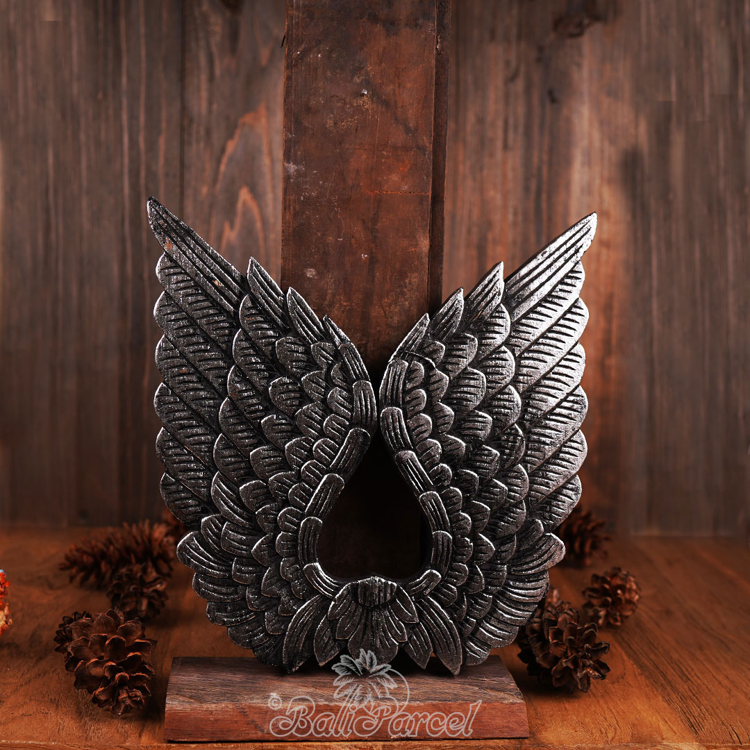 Wooden Wallhanging Wing, Handmade From Albesia Wood