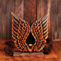 Wooden Wallhanging Wing, Handmade From Albesia Wood