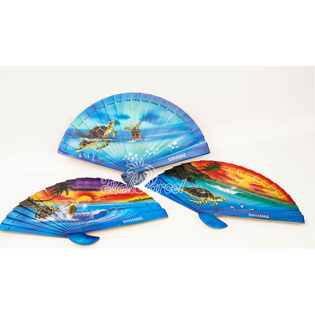 Assorted Fan With Airbrush, Handmade From Pinus Wood