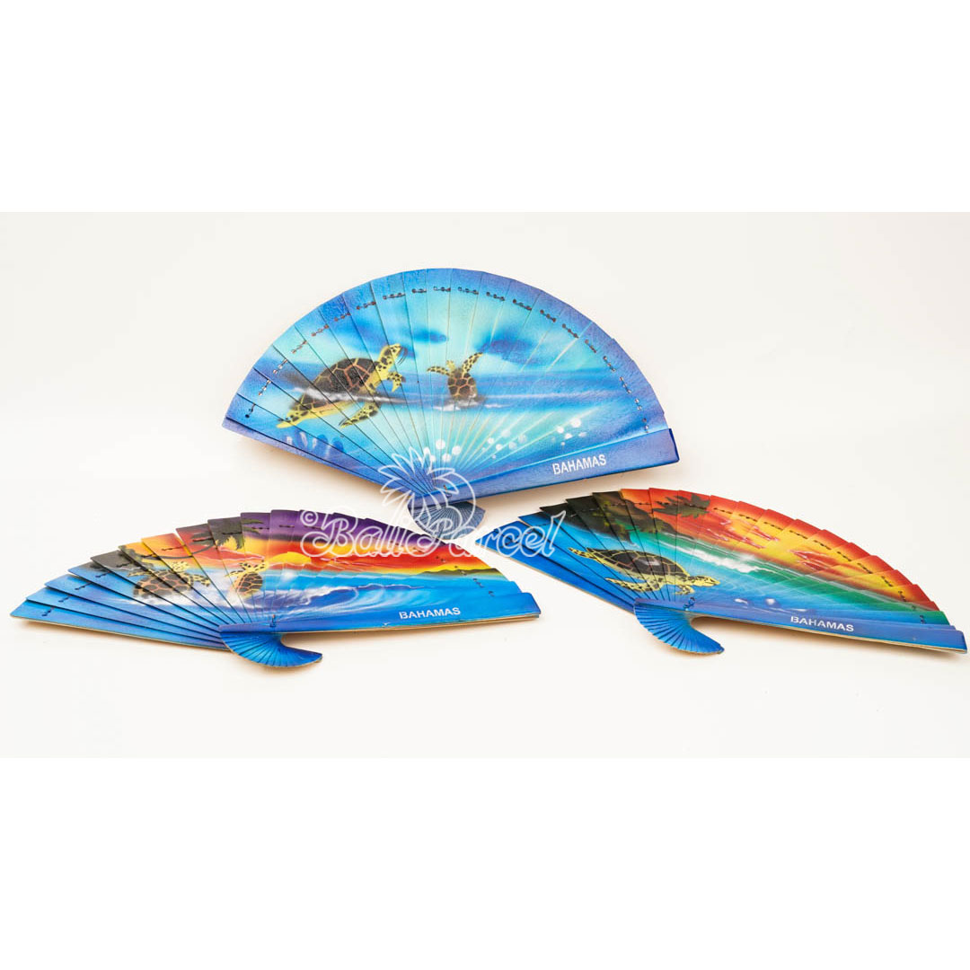 Assorted Fan With Airbrush, Handmade From Pinus Wood