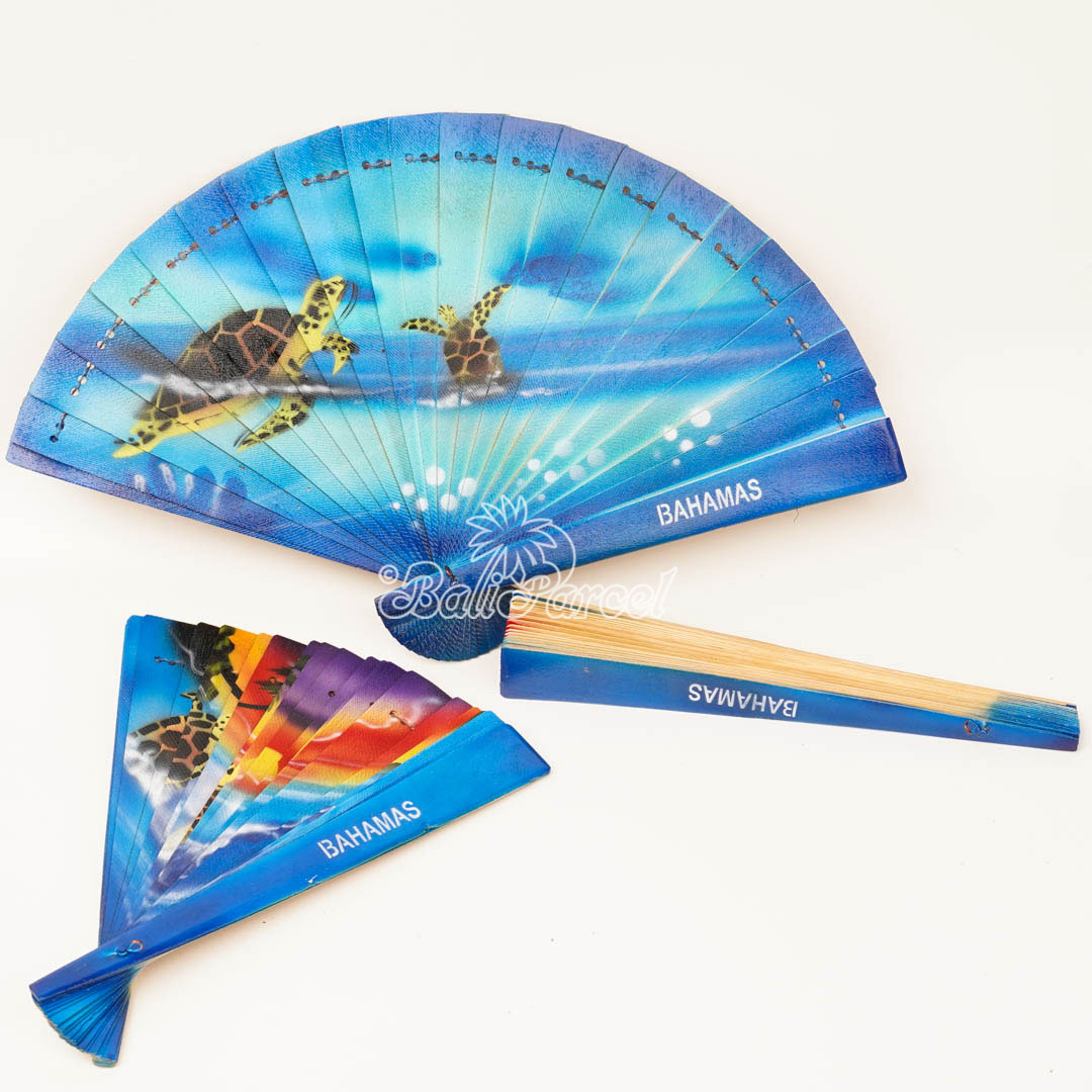 Assorted Fan With Airbrush, Handmade From Pinus Wood
