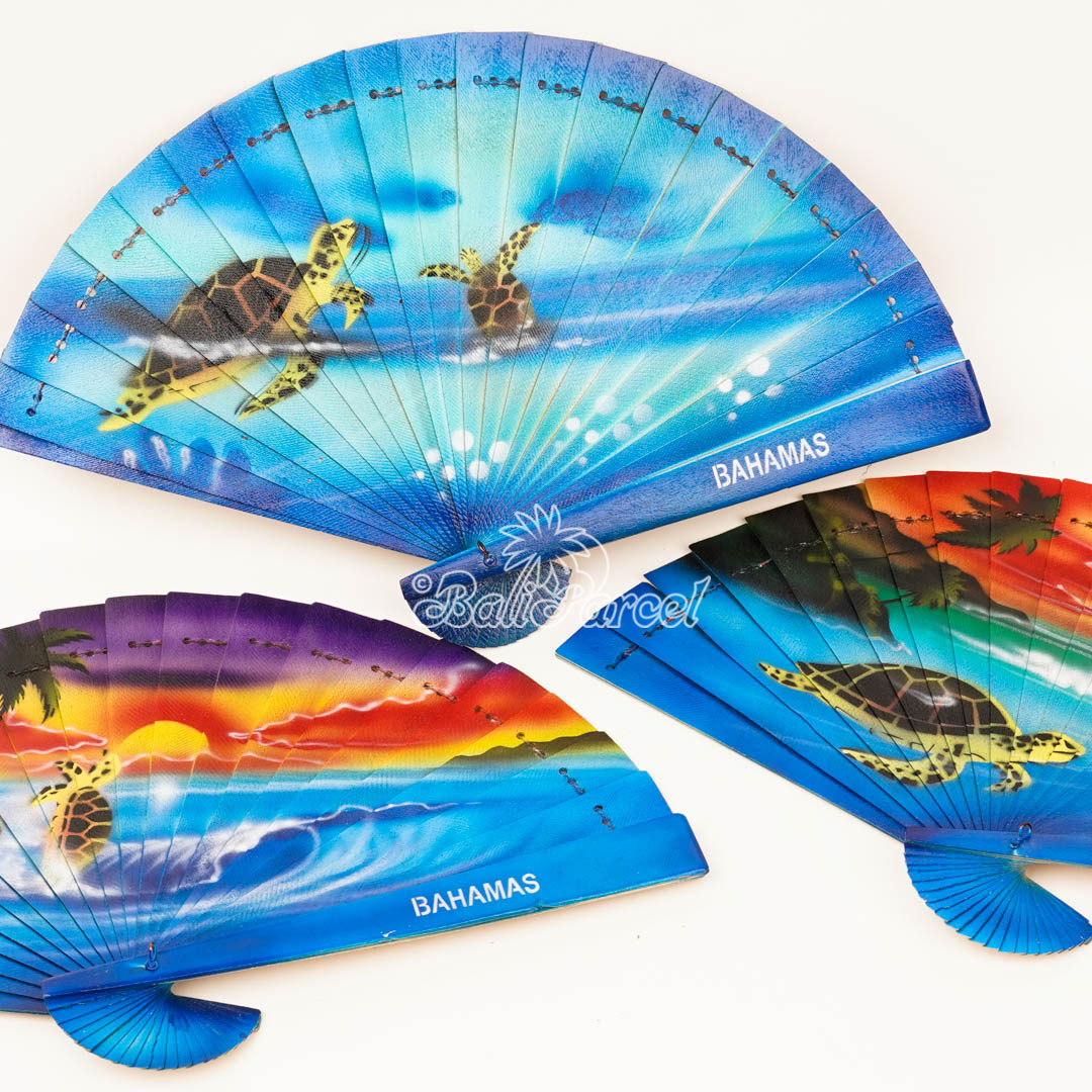 Assorted Fan With Airbrush, Handmade From Pinus Wood