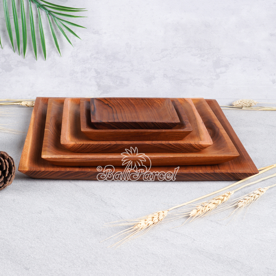 Wooden Plate, Hand Carved From Teak Wood, Finishing With Olive Oil.