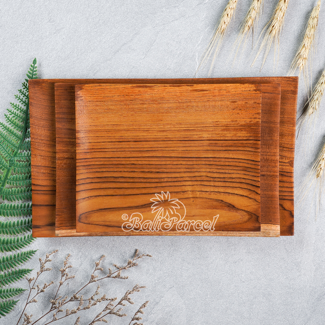Wooden Plate, Hand Carved From Teak Wood, Finishing With Olive Oil.