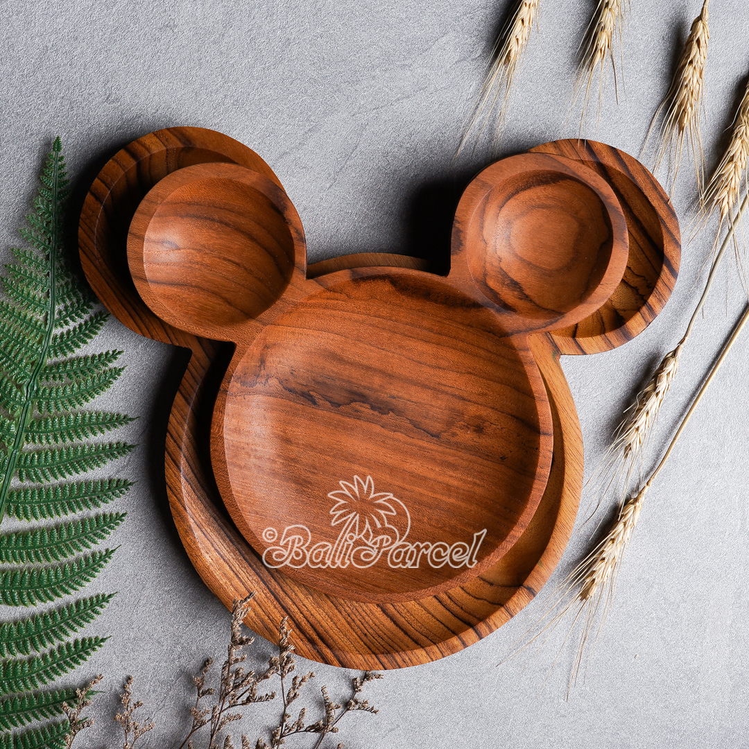 Wooden Plate, Hand Carved From Teak Wood, Finishing With Olive Oil.