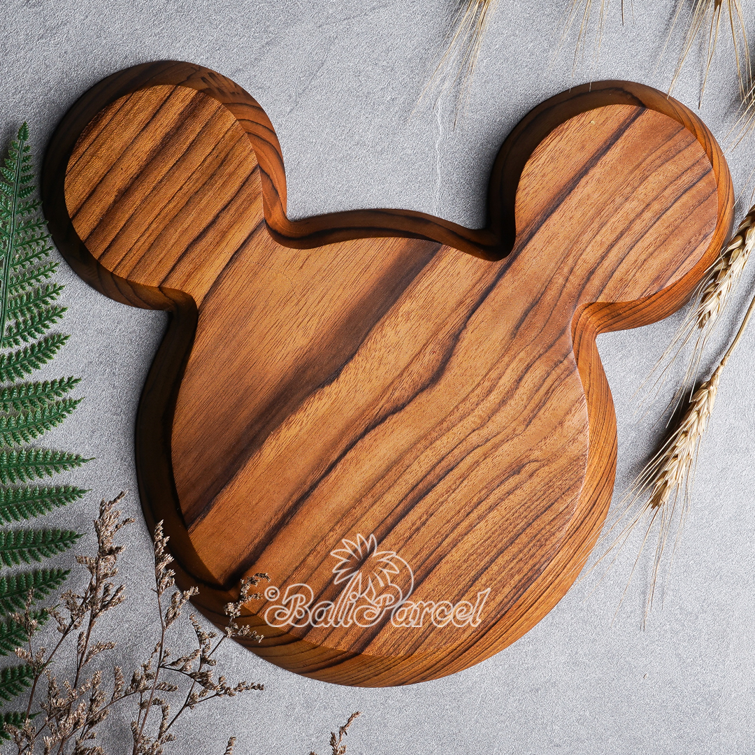 Wooden Plate, Hand Carved From Teak Wood, Finishing With Olive Oil.