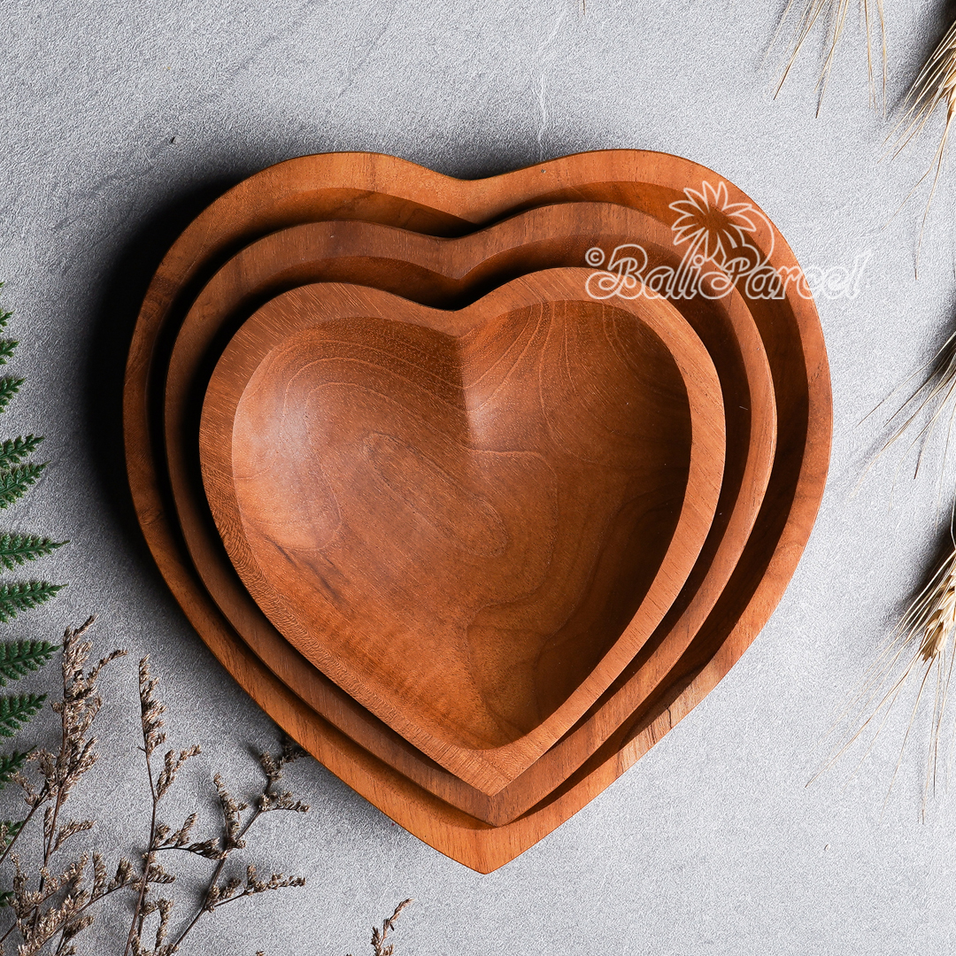 Wooden Plate, Hand Carved From Teak Wood, Finishing With Olive Oil.