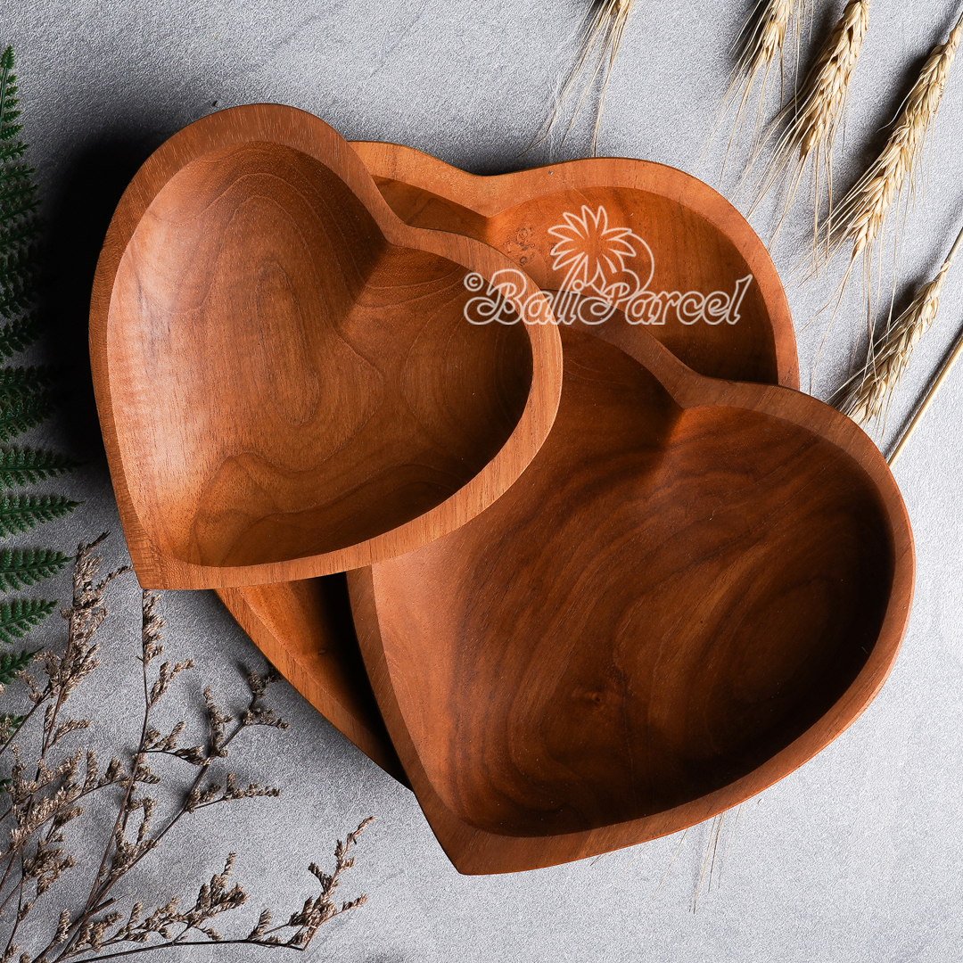 Wooden Plate, Hand Carved From Teak Wood, Finishing With Olive Oil.