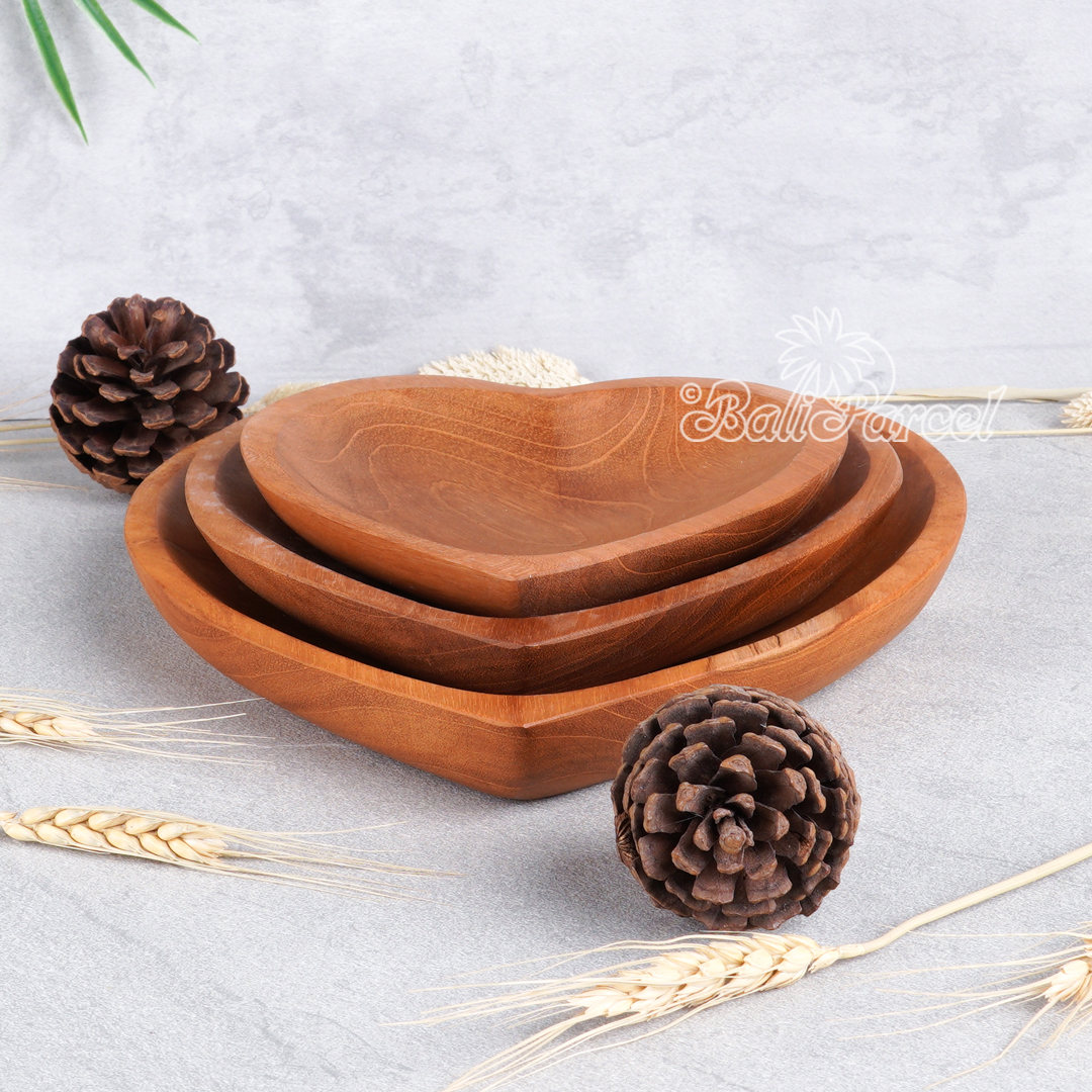 Wooden Plate, Hand Carved From Teak Wood, Finishing With Olive Oil.