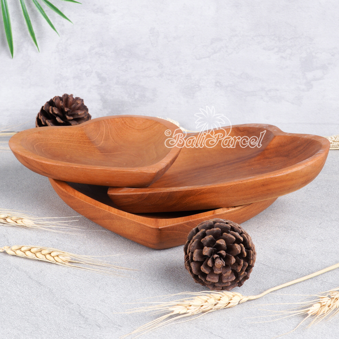 Wooden Plate, Hand Carved From Teak Wood, Finishing With Olive Oil.