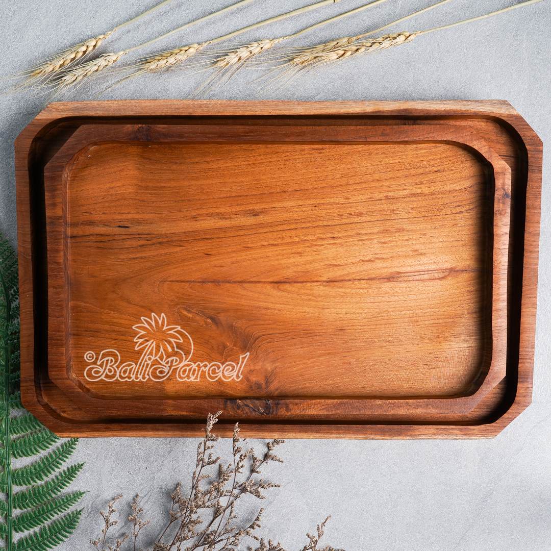 Wooden Plate, Hand Carved From Teak Wood, Finishing With Olive Oil.