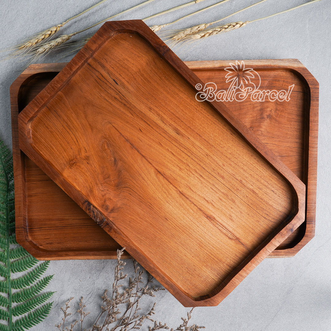 Wooden Plate, Hand Carved From Teak Wood, Finishing With Olive Oil.