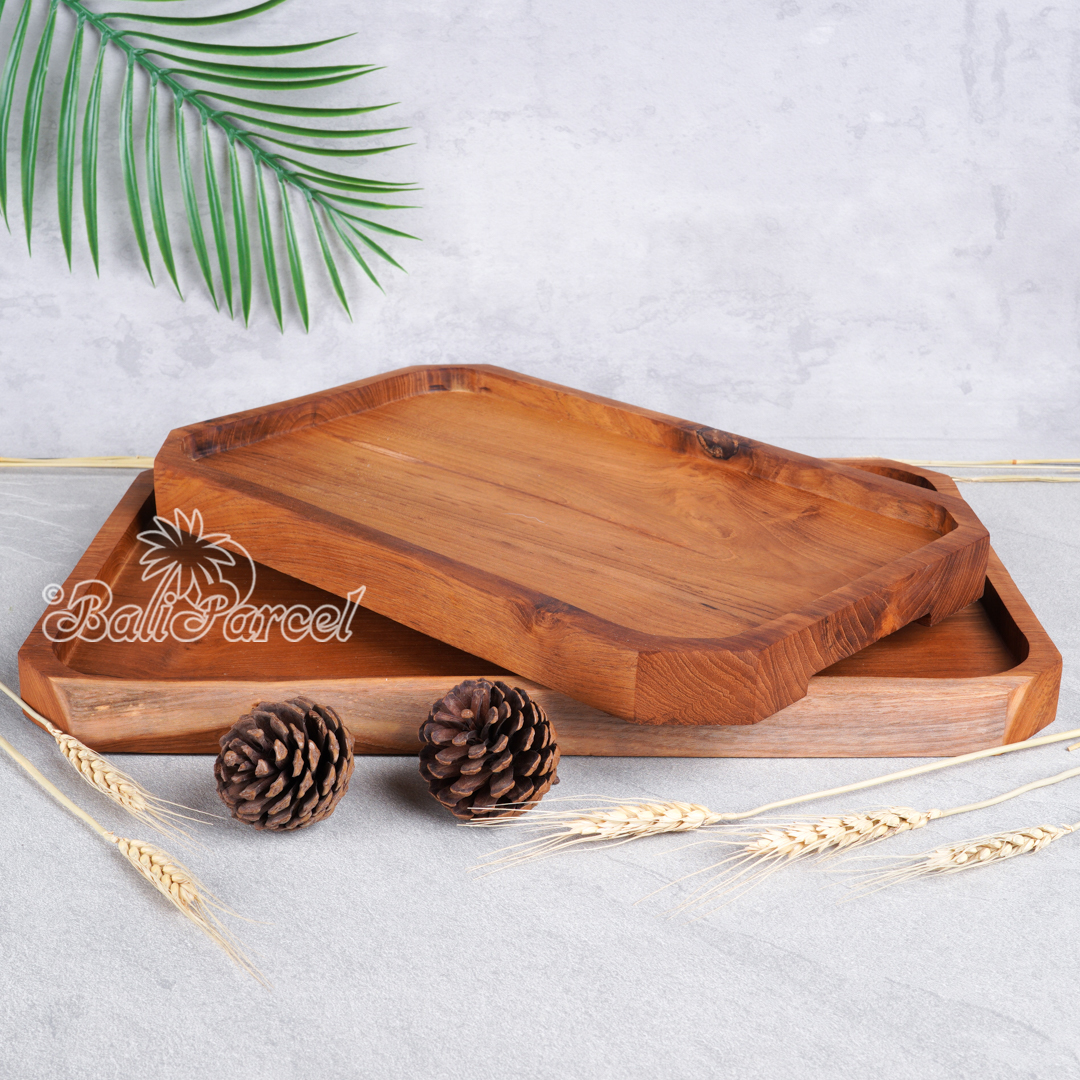 Wooden Plate, Hand Carved From Teak Wood, Finishing With Olive Oil.