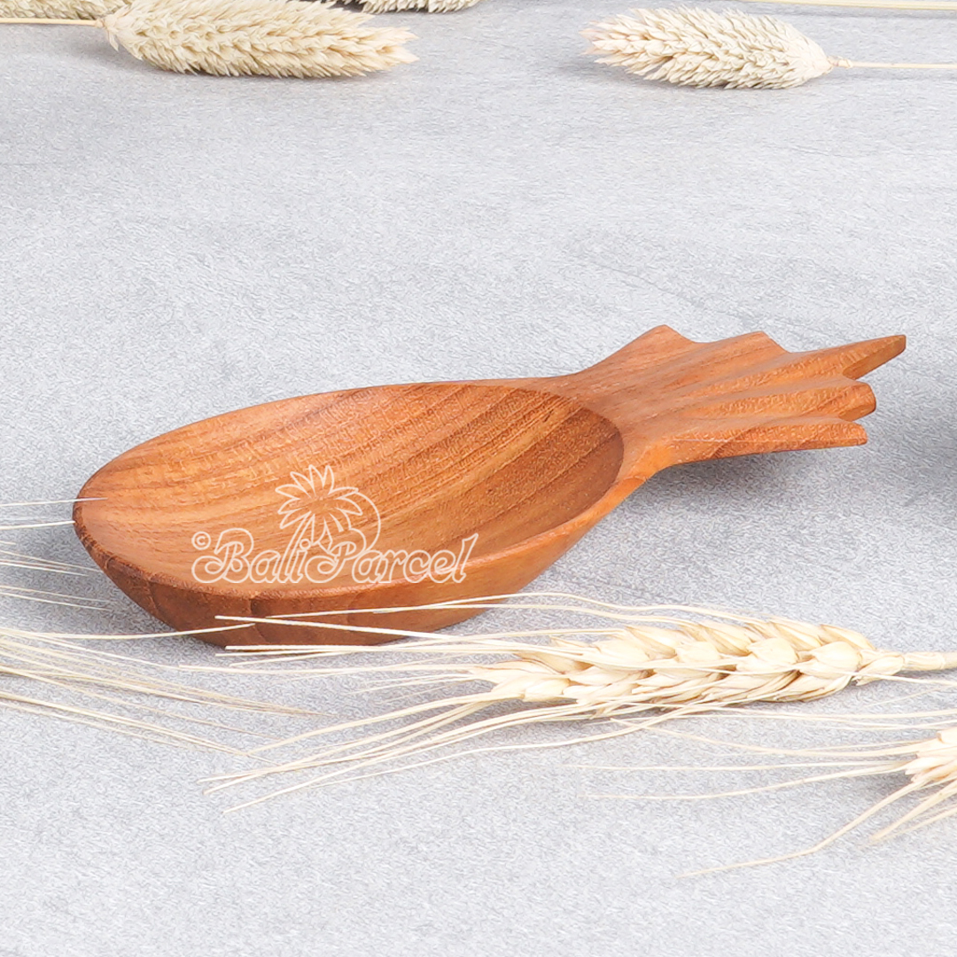 Wooden Plate, Hand Carved From Teak Wood, Finishing With Olive Oil.