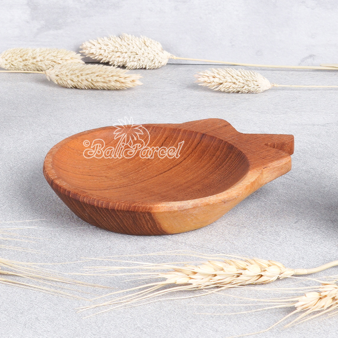Wooden Plate, Hand Carved From Teak Wood, Finishing With Olive Oil.