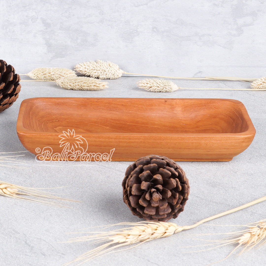 Wooden Plate, Hand Carved From Teak Wood, Finishing With Olive Oil.