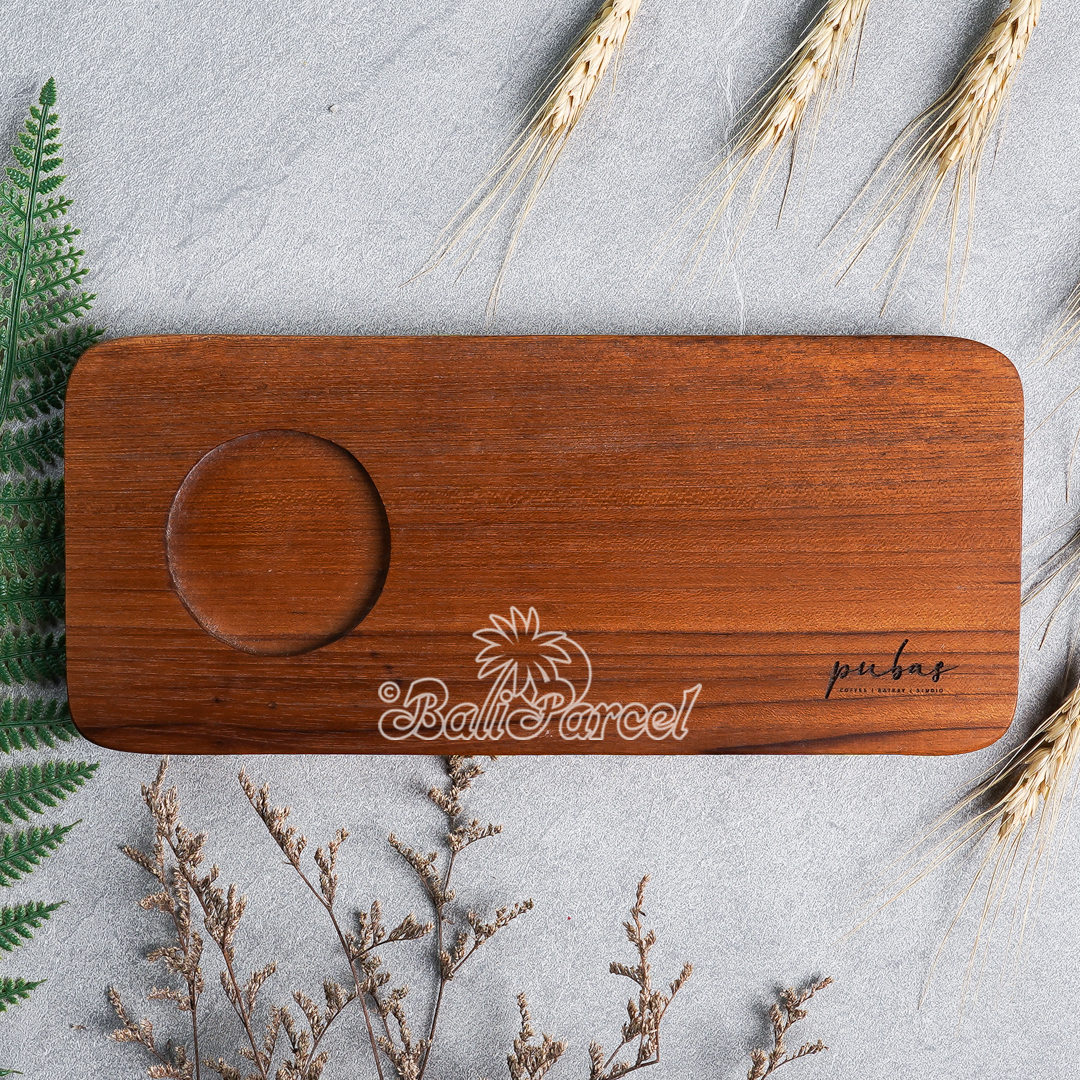 Wooden Plate, Hand Carved From Teak Wood, Finishing With Olive Oil.
