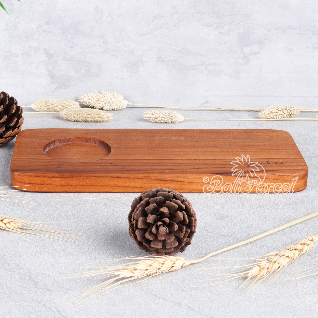 Wooden Plate, Hand Carved From Teak Wood, Finishing With Olive Oil.