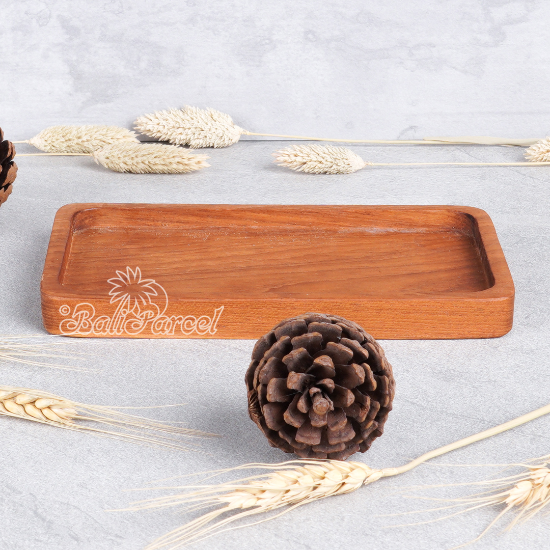 Wooden Plate, Hand Carved From Teak Wood, Finishing With Olive Oil.
