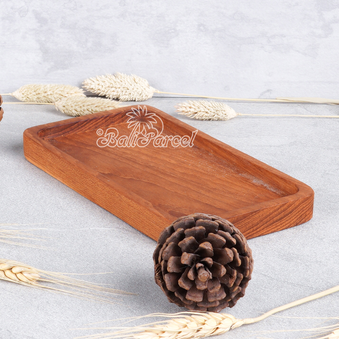 Wooden Plate, Hand Carved From Teak Wood, Finishing With Olive Oil.