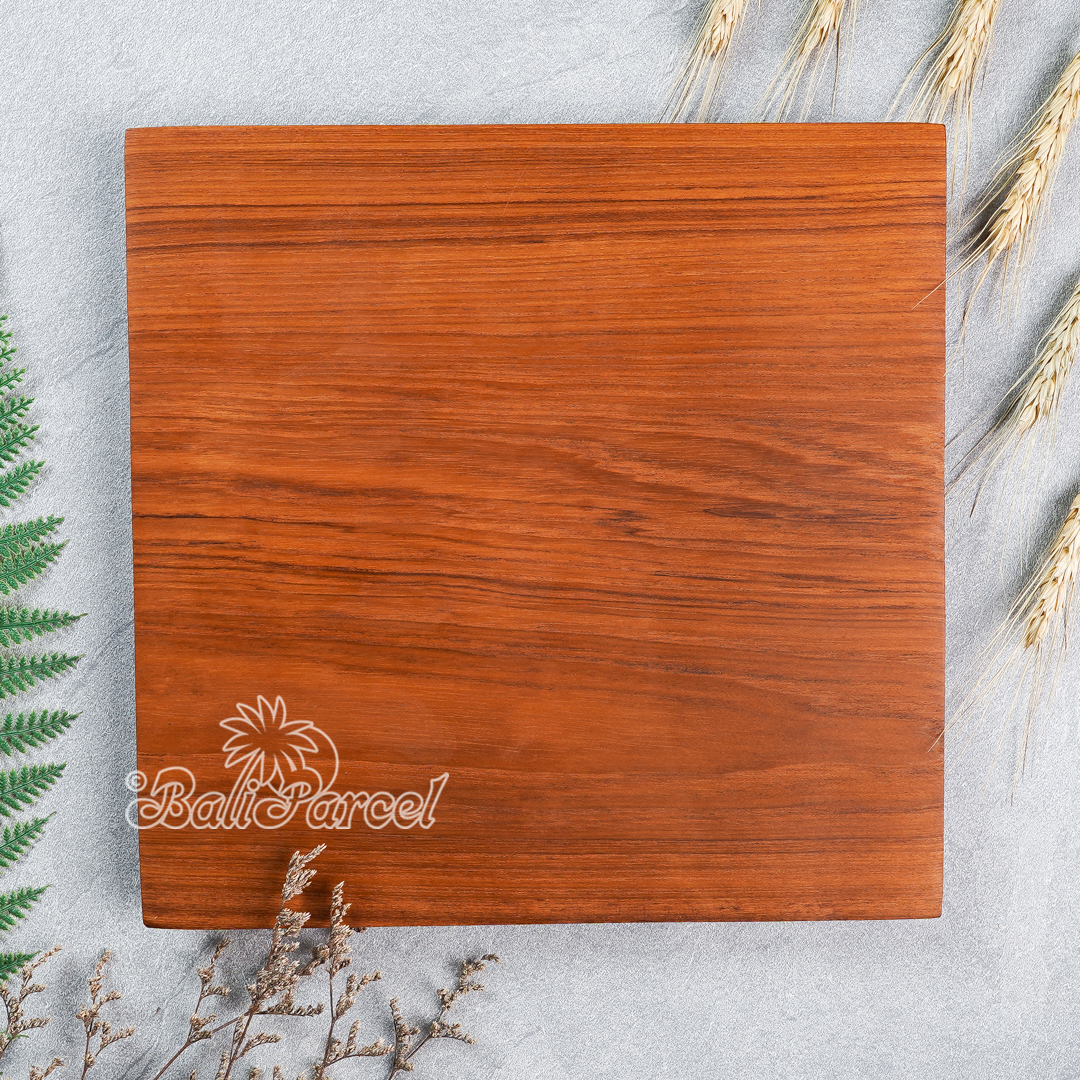 Wooden Plate, Hand Carved From Teak Wood, Finishing With Olive Oil.