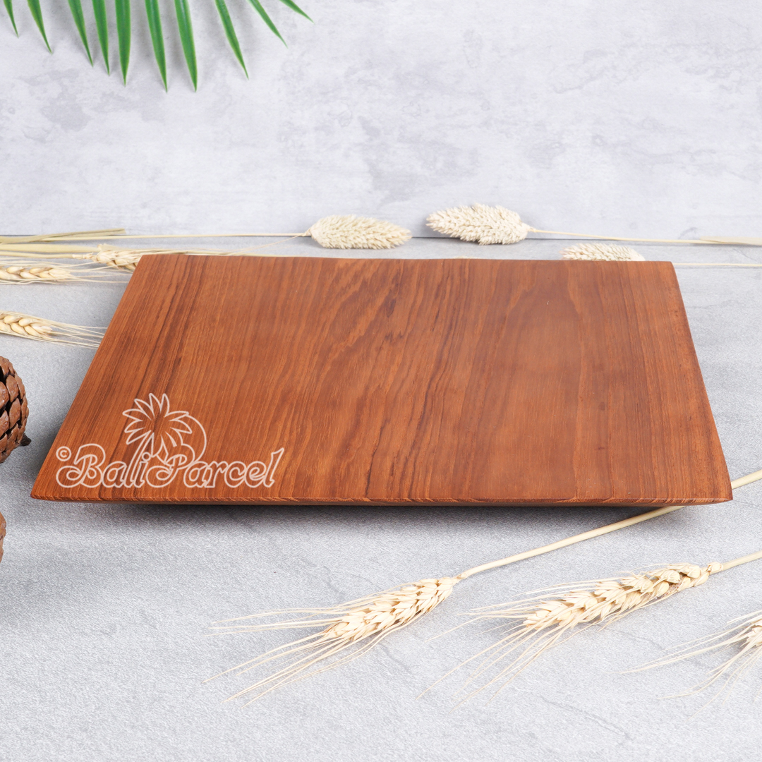 Wooden Plate, Hand Carved From Teak Wood, Finishing With Olive Oil.