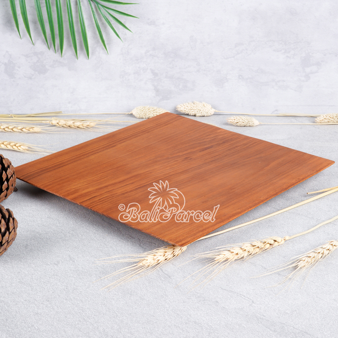 Wooden Plate, Hand Carved From Teak Wood, Finishing With Olive Oil.