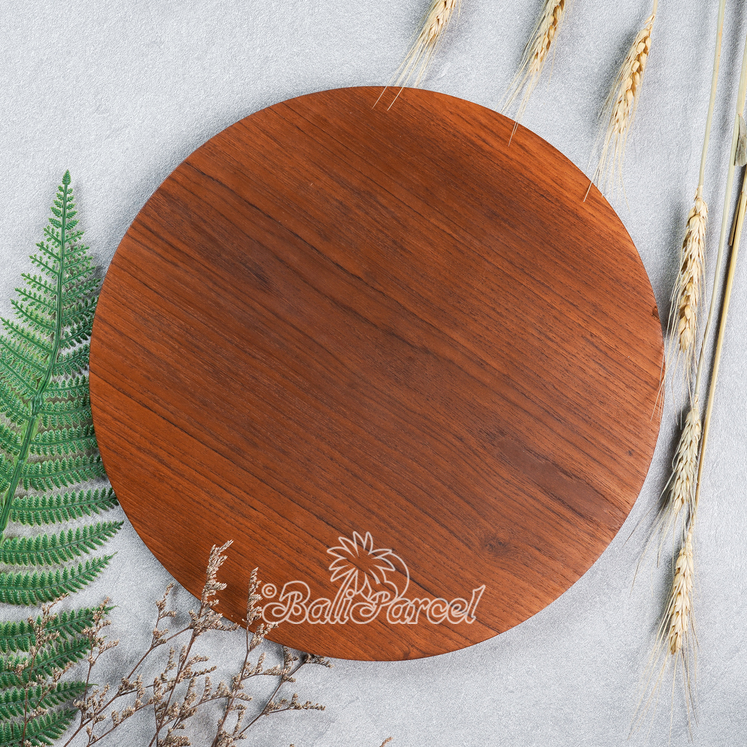Wooden Plate, Hand Carved From Teak Wood, Finishing With Olive Oil.