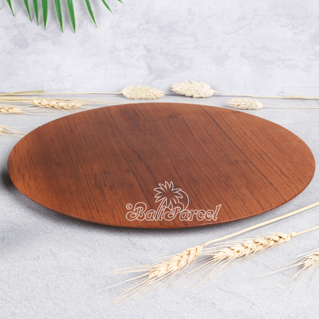 Wooden Plate, Hand Carved From Teak Wood, Finishing With Olive Oil.