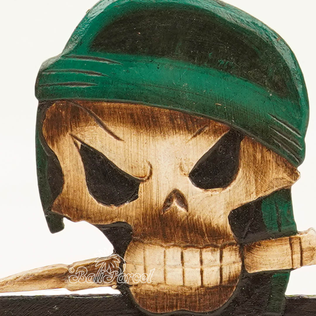 Wallhanging Pirate Skull, Handmade From Albesia Wood