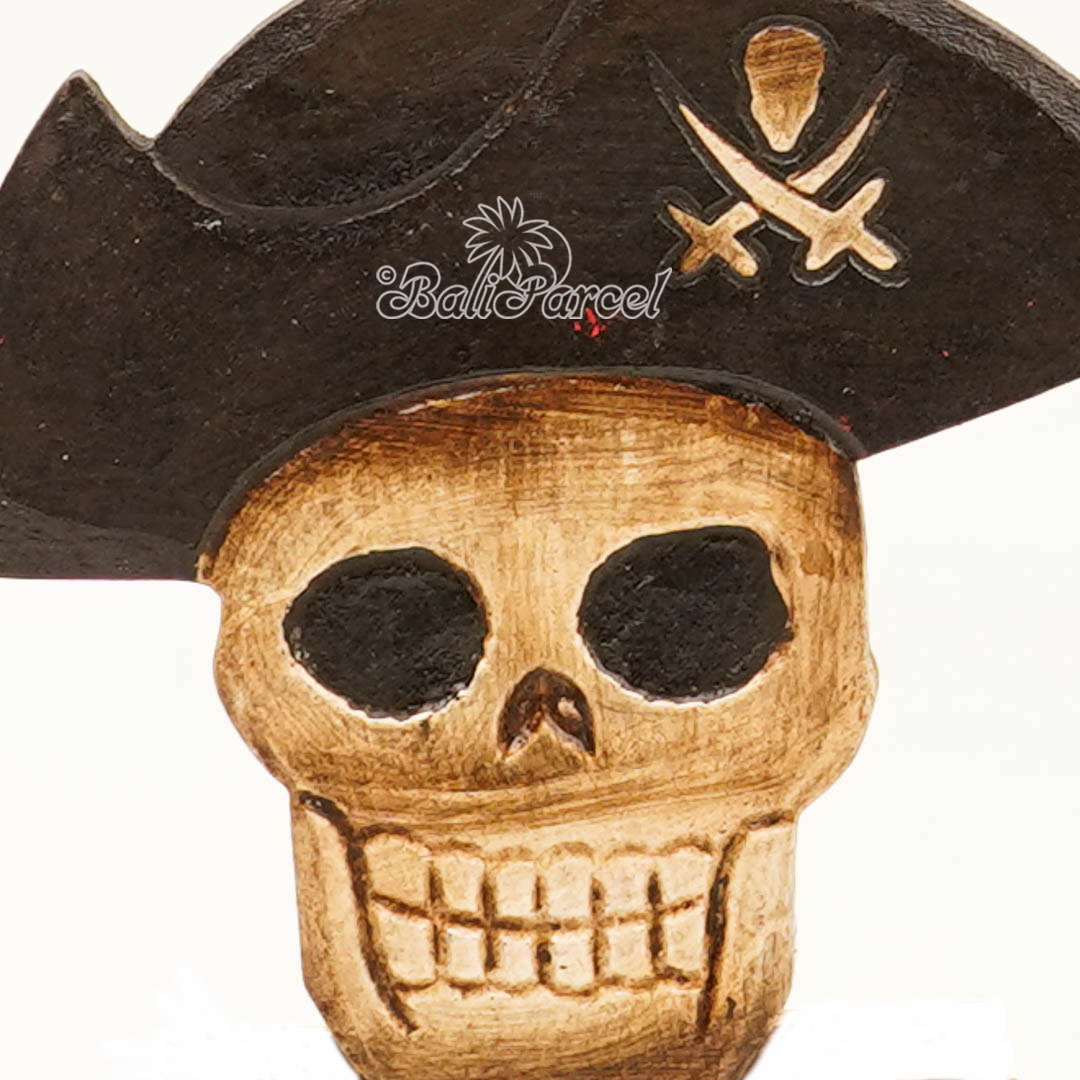 Wallhanging Pirate Skull, Handmade From Albesia Wood