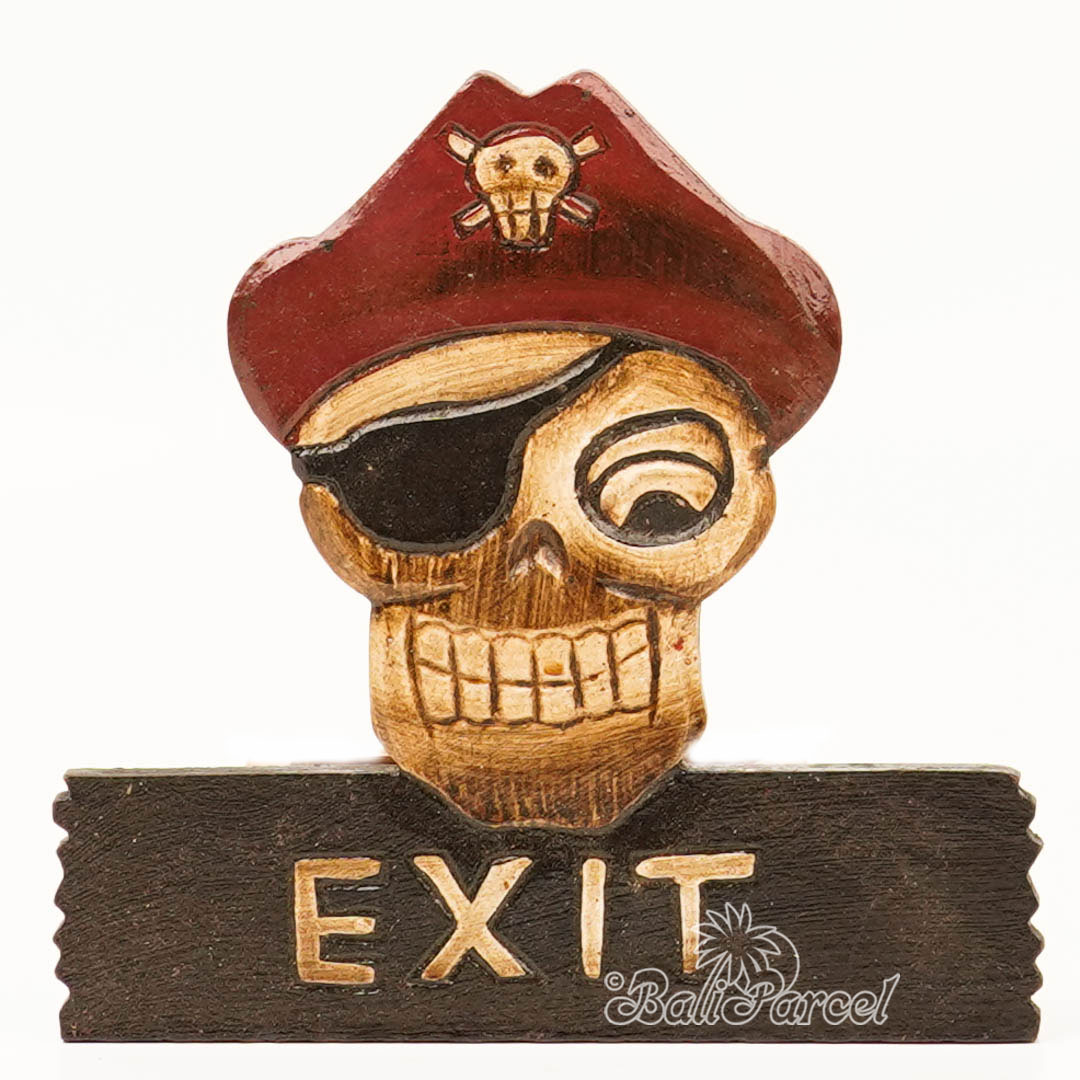 Wallhanging Pirate Skull, Handmade From Albesia Wood
