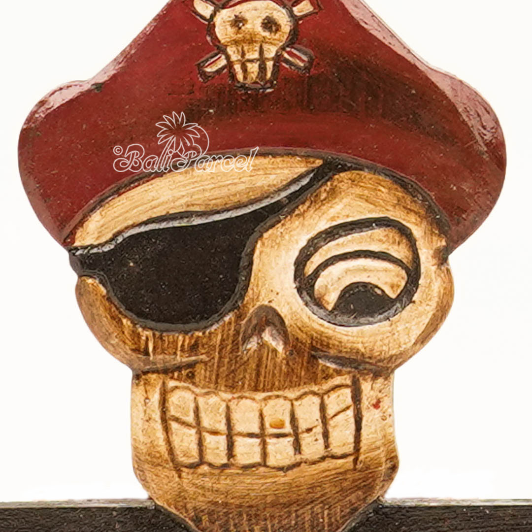 Wallhanging Pirate Skull, Handmade From Albesia Wood