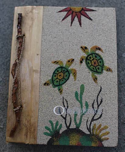 Photo Album, Handmade From Carton Decorated With Cinnamon Stick With White Sand
