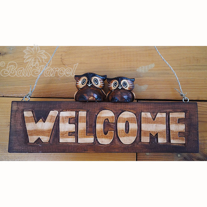 Wooden Wallhanging With Owl, Hand Carved From Albesia Wood