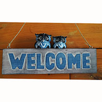 Wooden Wallhanging With Owl, Hand Carved From Albesia Wood