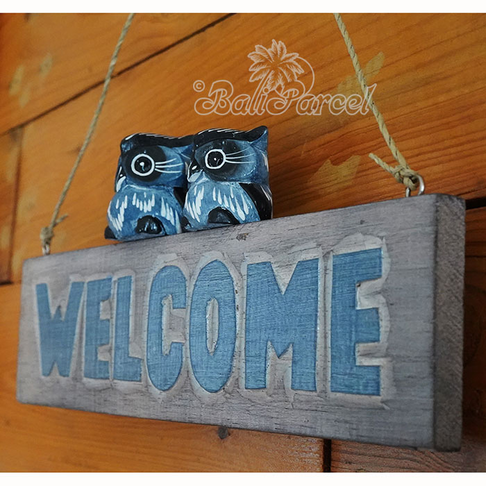 Wooden Wallhanging With Owl, Hand Carved From Albesia Wood