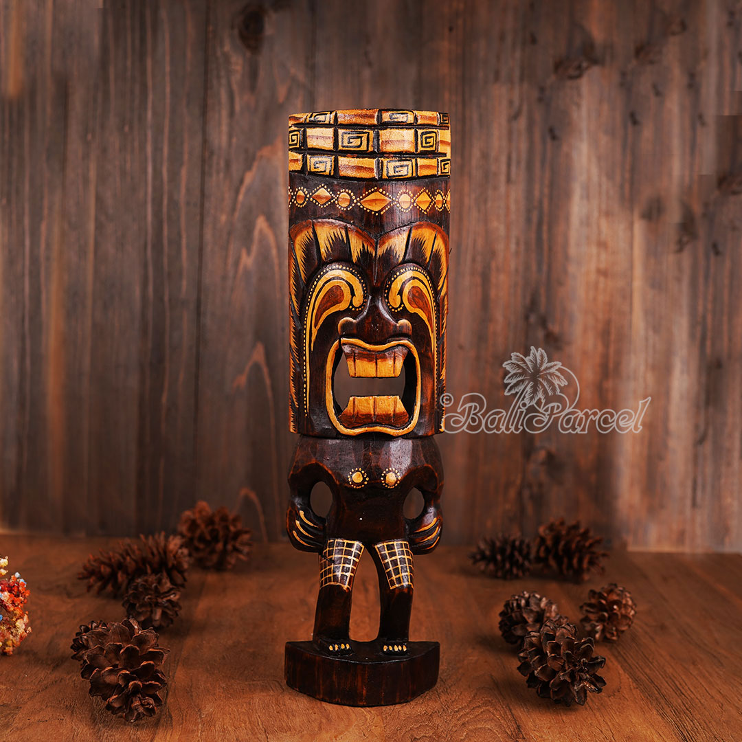 Hand Carved Wooden Tiki Statue, Made From Albesia Wood