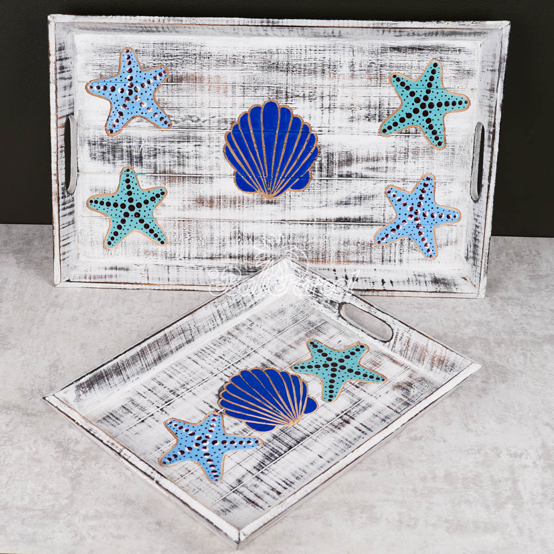 Wooden Tray With Painted Handmade From Albesia Wood