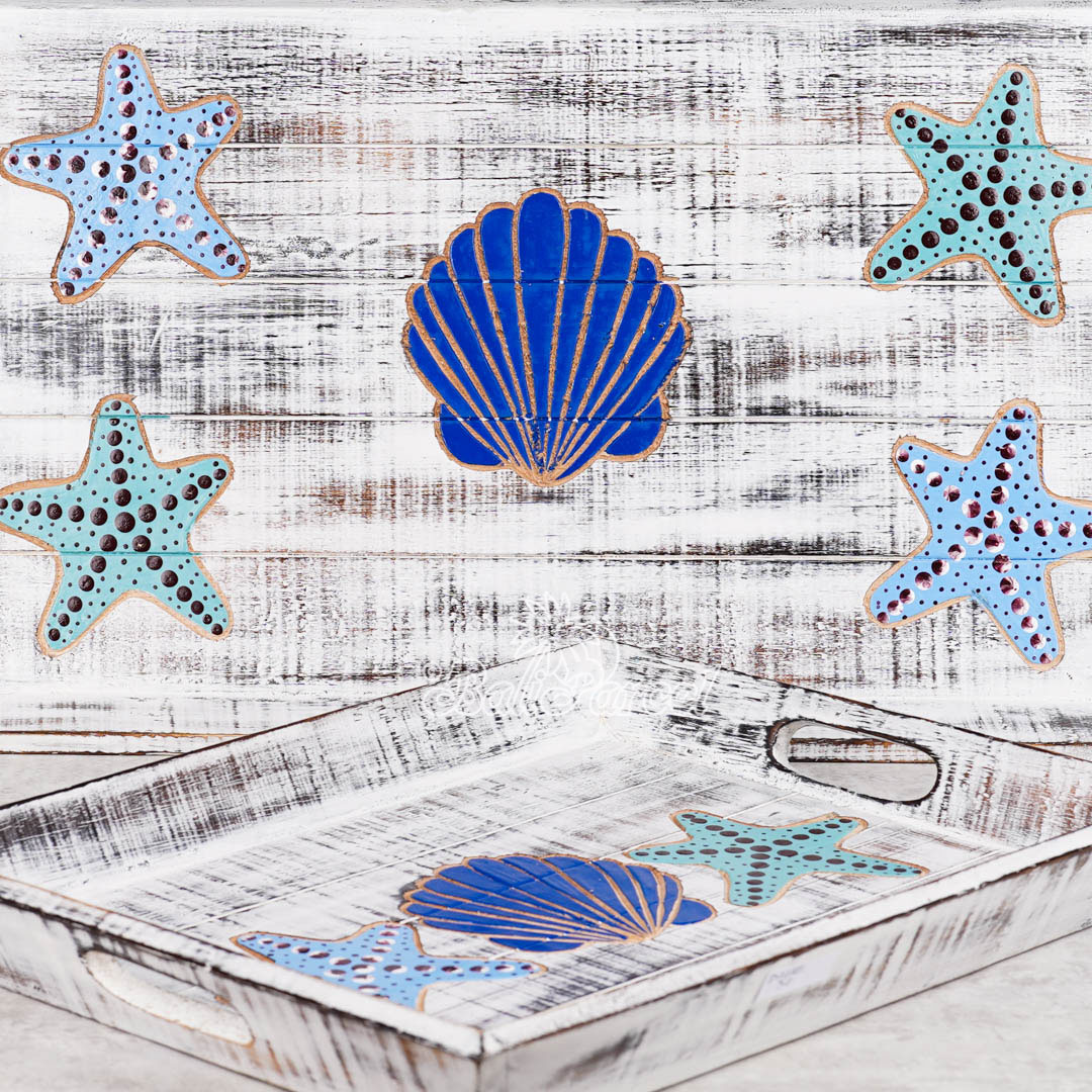Wooden Tray With Painted Handmade From Albesia Wood
