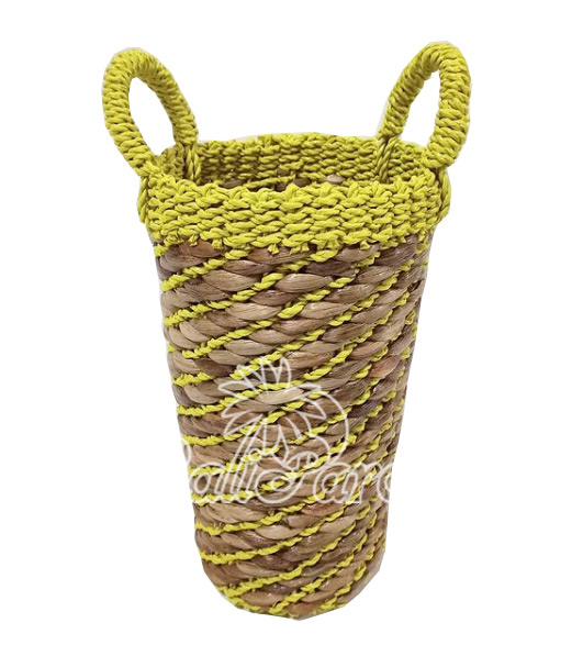 Beautiful Home Decoration Pot, Handmade With Synthetic String Inlaid With Water Hyacinth