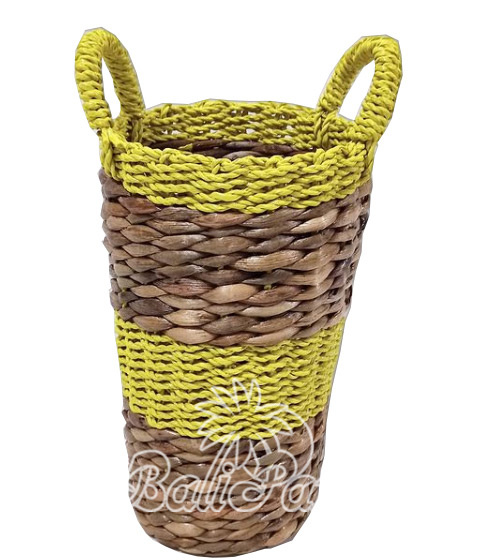 Beautiful Home Decoration Pot, Handmade With Synthetic String Inlaid With Water Hyacinth