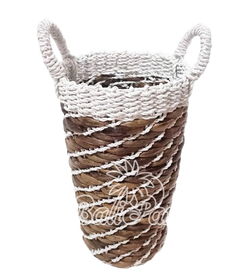 Beautiful Home Decoration Pot, Handmade With Synthetic String Inlaid With Water Hyacinth