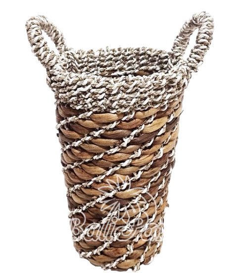 Beautiful Home Decoration Pot, Handmade With Synthetic String Inlaid With Water Hyacinth