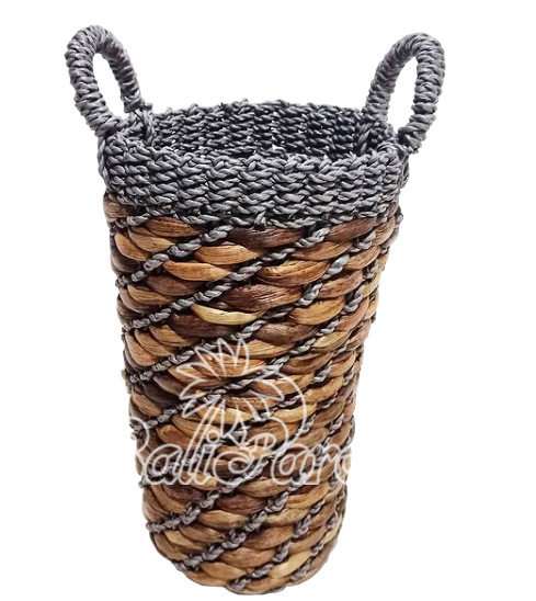 Beautiful Home Decoration Pot, Handmade With Synthetic String Inlaid With Water Hyacinth