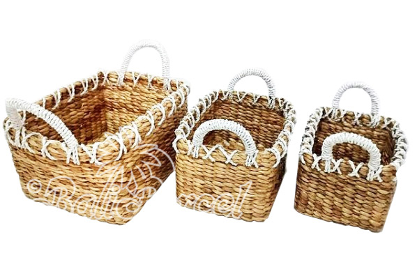 Beautiful Home Decoration Basket, Handmade With Water Hyacinth Set Of 3