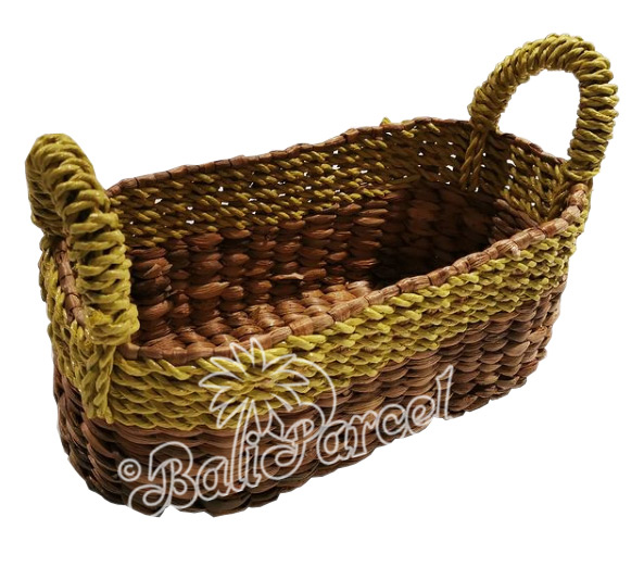 Beautiful Home Decoration Basket , Handmade With Synthetic String Inlaid With Water Hyacinth