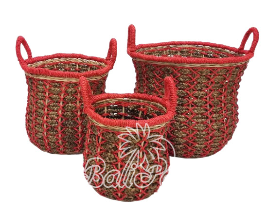 Beautiful Home Decoration Basket, Handmade With Water Hyacinth Set Of 3