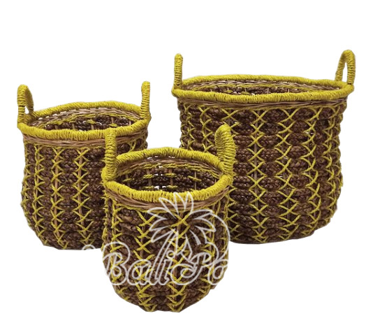 Beautiful Home Decoration Basket, Handmade With Water Hyacinth Set Of 3